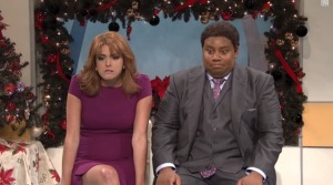 Kip (Kenan Thompson) and Jenny (Cecily Strong) try getting through a horrible news morning on their sunny TV show. Courtesy: NBC/YouTube